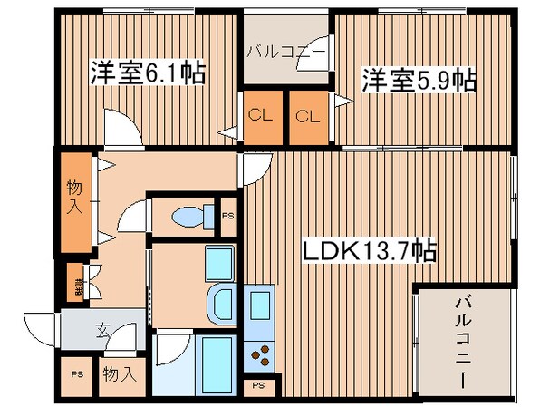 クレ－ル東海岸の物件間取画像